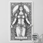 Tattoo sketch tarot card justice – tattoo sketch (№1756351755_0, 28.08.2025 03:29) — tattoovalue.net