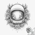 Tattoo sketch astronaut helmet, artistic tatt… – tattoo sketch (№1756351952_0, 28.08.2025 03:32) — tattoovalue.net