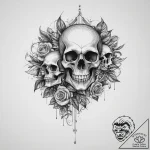 Tattoo sketch череп с иероглифами, tattoo lin… – tattoo sketch (№1756352151_0, 28.08.2025 03:35) — tattoovalue.net