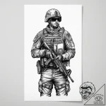 Tattoo sketch soldier with a book, tattoo fla… – tattoo sketch (№1756352949_0, 28.08.2025 03:49) — tattoovalue.net