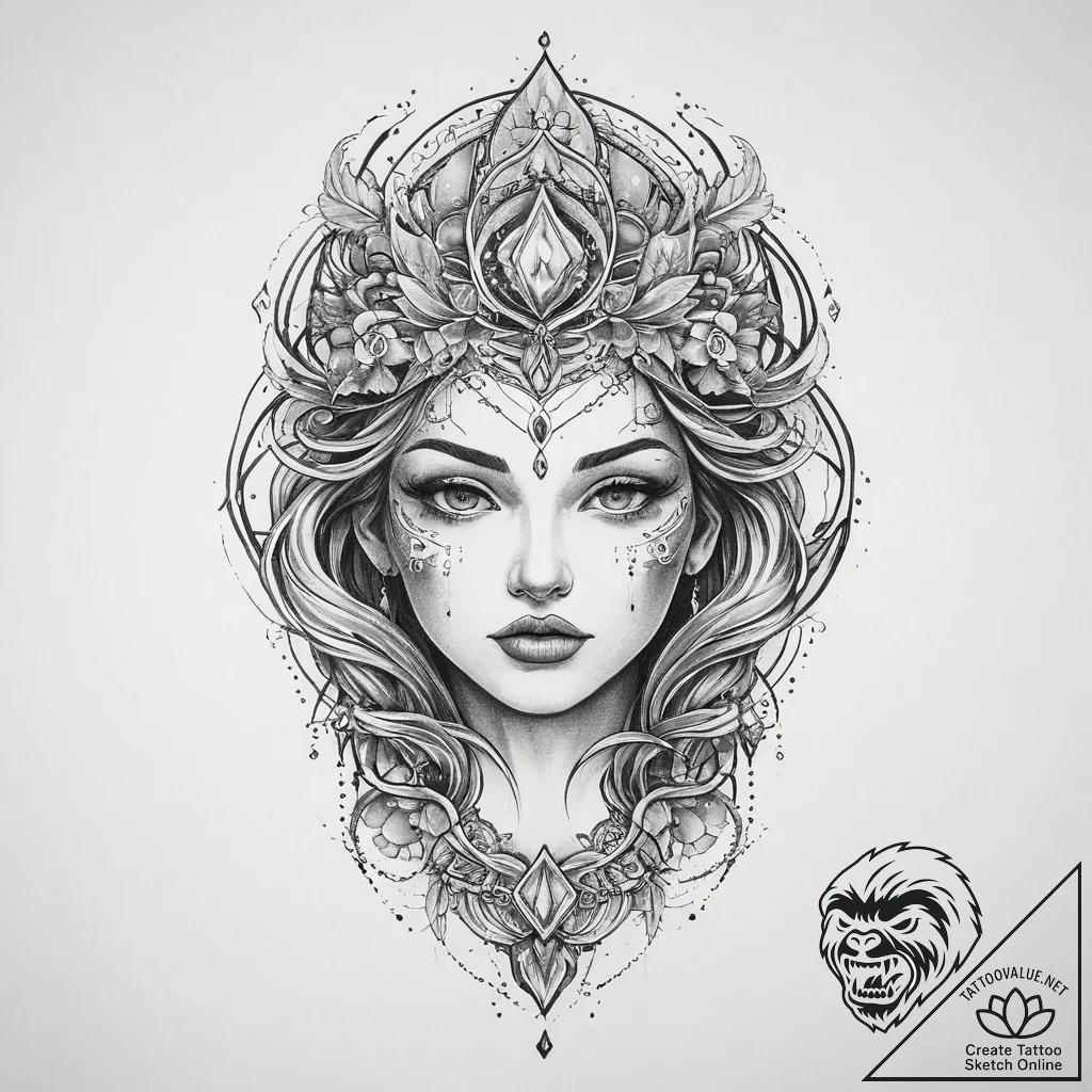 Tattoo sketch cosmic person, artistic tattoo... - tattoo sketch (№1756353941_0, 28.08.2025 04:05) — tattoovalue.net