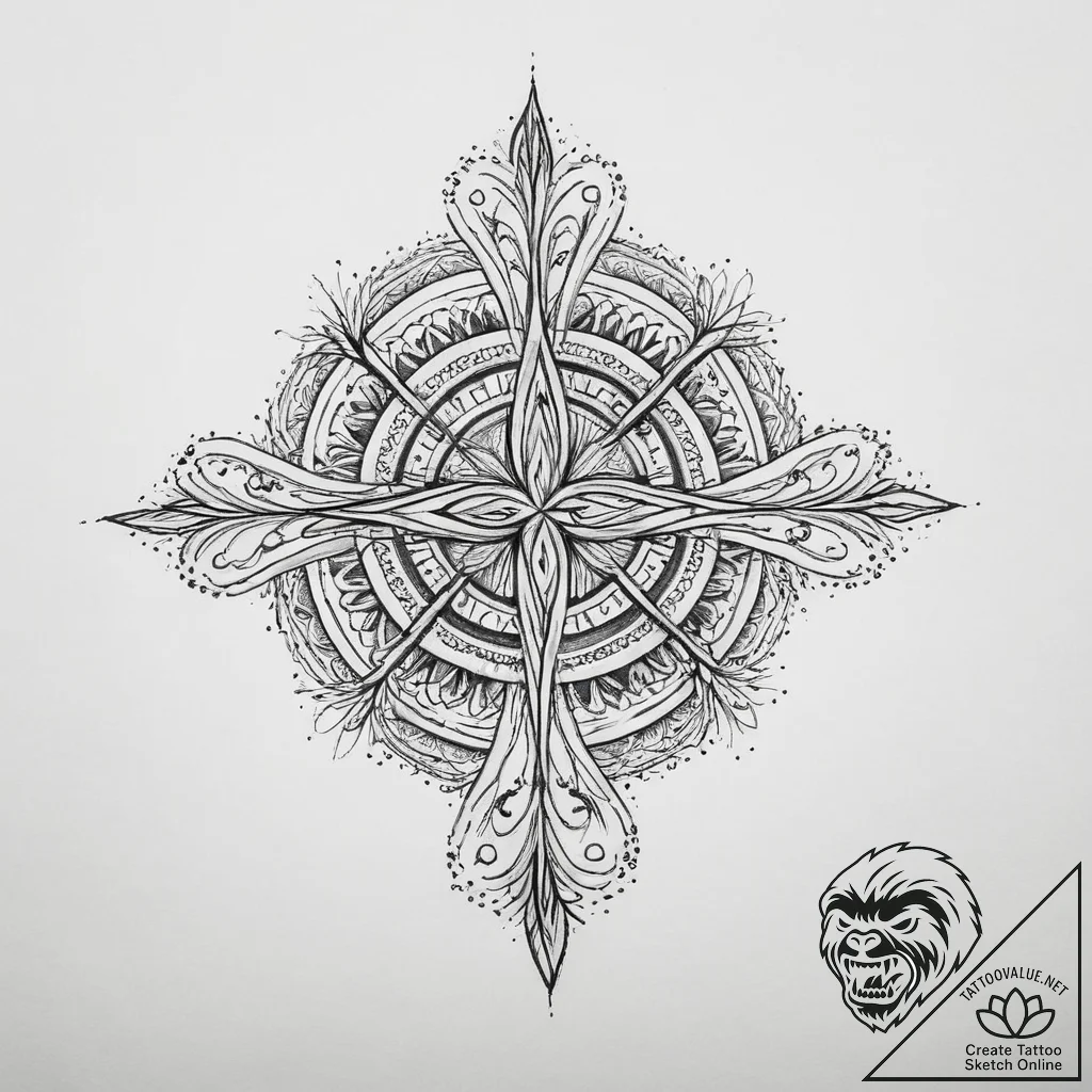Tattoo sketch blessed spirit - tattoo sketch (№1756354137_0, 28.08.2025 04:08) — tattoovalue.net