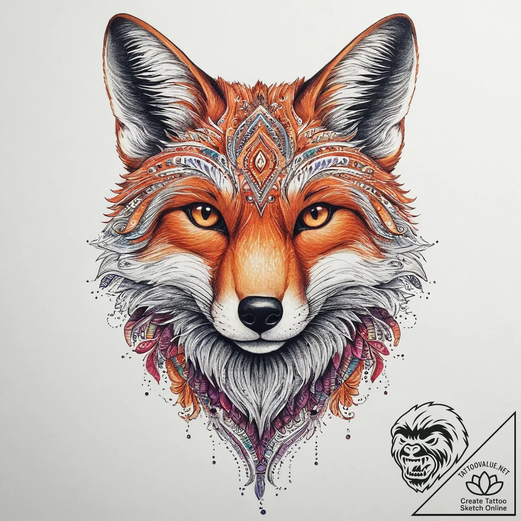 Tattoo sketch elegant fox, artistic tattoo sk... - tattoo sketch (№1756354533_0, 28.08.2025 04:15) — tattoovalue.net