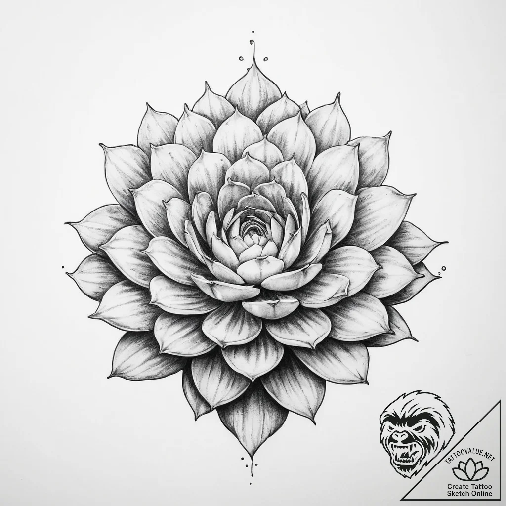 Tattoo sketch succulent - tattoo sketch (№1756354729_0, 28.08.2025 04:18) — tattoovalue.net