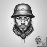 Tattoo sketch soldier with a knot, concept ar… – tattoo sketch (№1756356519_0, 28.08.2025 04:48) — tattoovalue.net