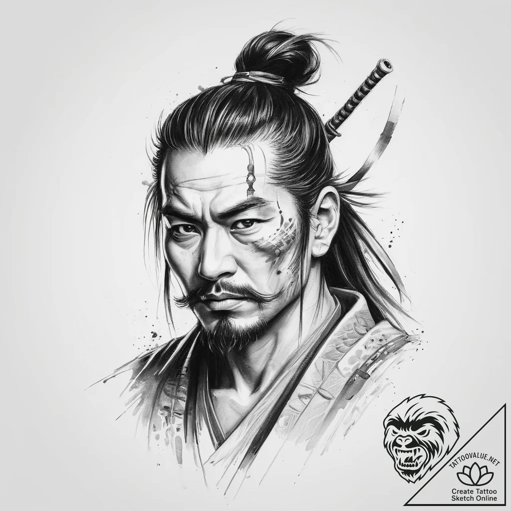 Tattoo sketch japanese samurai - tattoo sketch (№1756356916_0, 28.08.2025 04:55) — tattoovalue.net