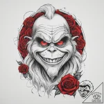 Tattoo sketch the grinch with a scale, concep… – tattoo sketch (№1756357713_0, 28.08.2025 05:08) — tattoovalue.net
