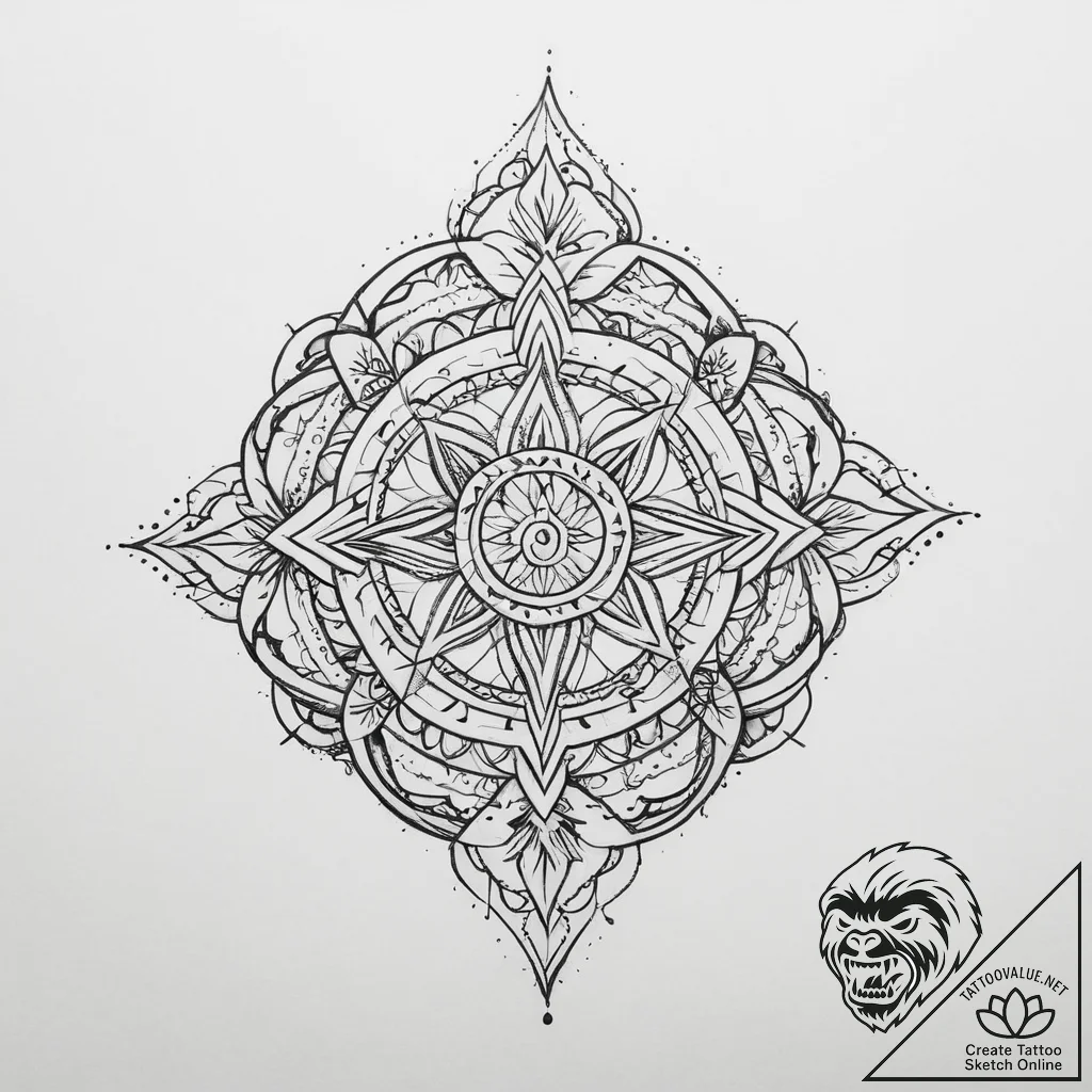 Tattoo sketch spiritual journey - tattoo sketch (№1756359110_0, 28.08.2025 05:31) — tattoovalue.net