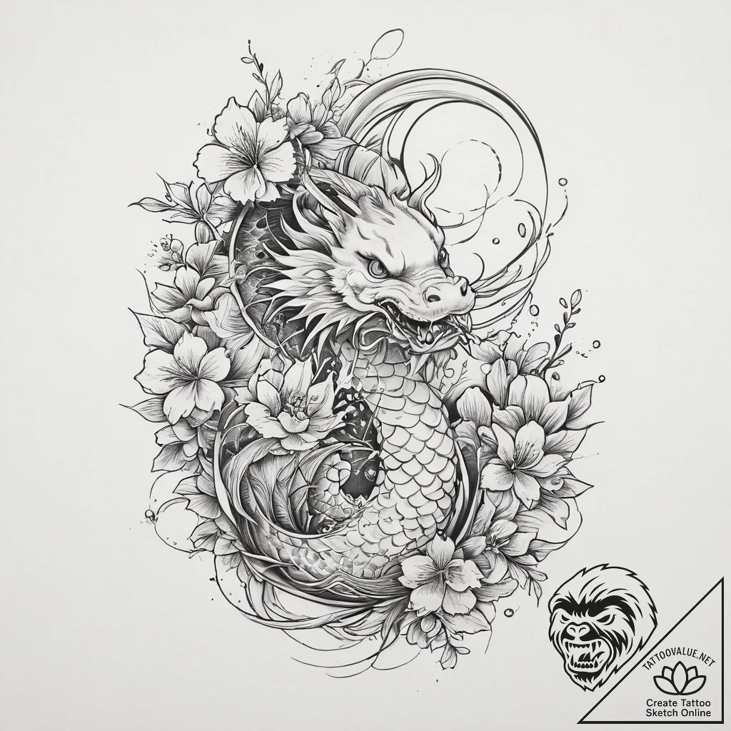 Tattoo sketch gardener blooming flowers, tatt... - tattoo sketch (№1756361102_0, 28.08.2025 06:05) — tattoovalue.net