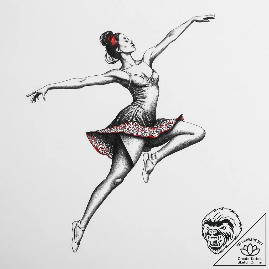 Tattoo sketch silhouette of dancer, artistic... - tattoo sketch (№1756361704_0, 28.08.2025 06:15) — tattoovalue.net
