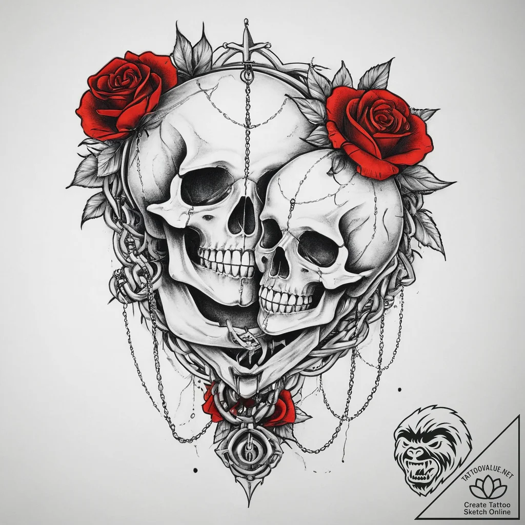 Tattoo sketch hands with a chain, concept art... - tattoo sketch (№1756362502_0, 28.08.2025 06:28) — tattoovalue.net