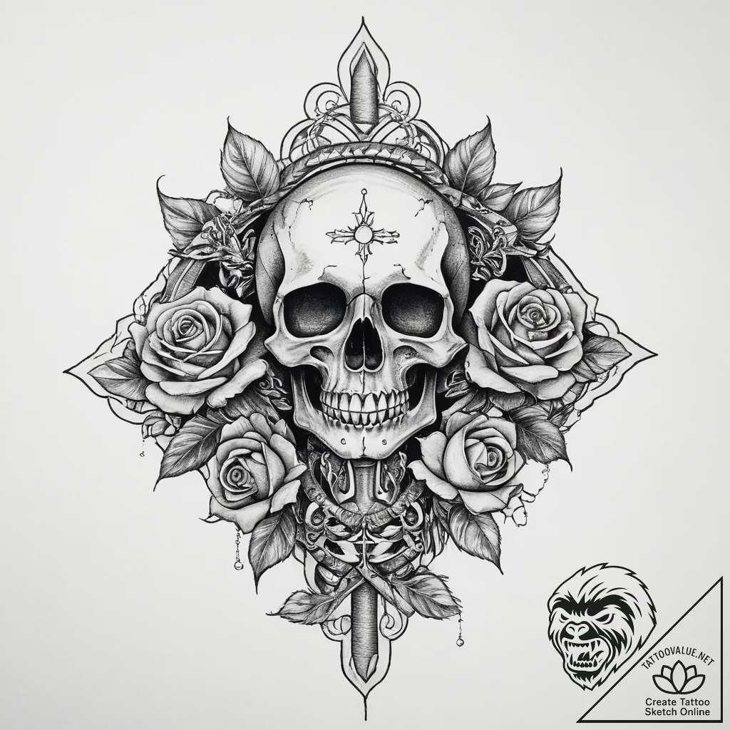 Tattoo sketch powerful amulet, tattoo flash s... - tattoo sketch (№1756363289_0, 28.08.2025 06:41) — tattoovalue.net