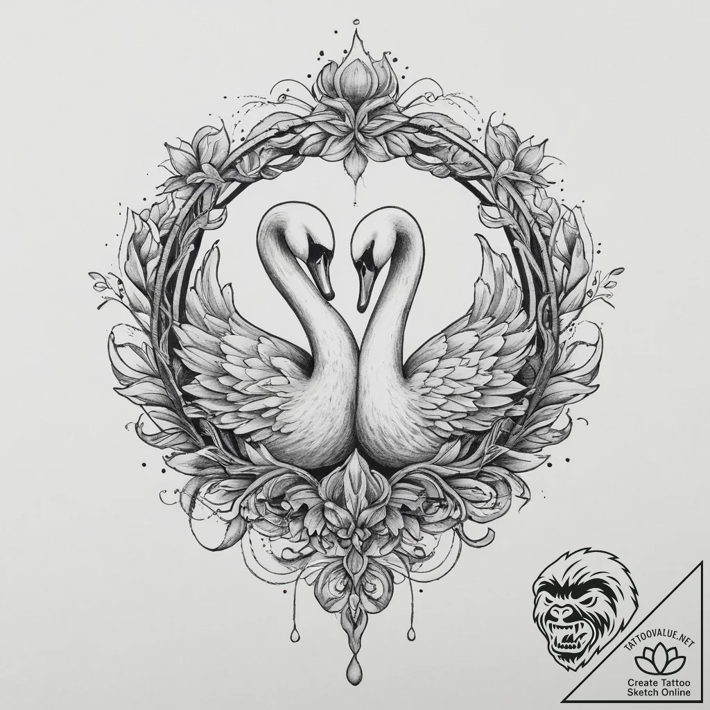Tattoo sketch swan tattoo, ink illustration f... - tattoo sketch (№1756364084_0, 28.08.2025 06:54) — tattoovalue.net