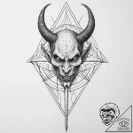 Tattoo sketch demon with a pitchfork, tattoo… – tattoo sketch (№1756367868_0, 28.08.2025 07:57) — tattoovalue.net