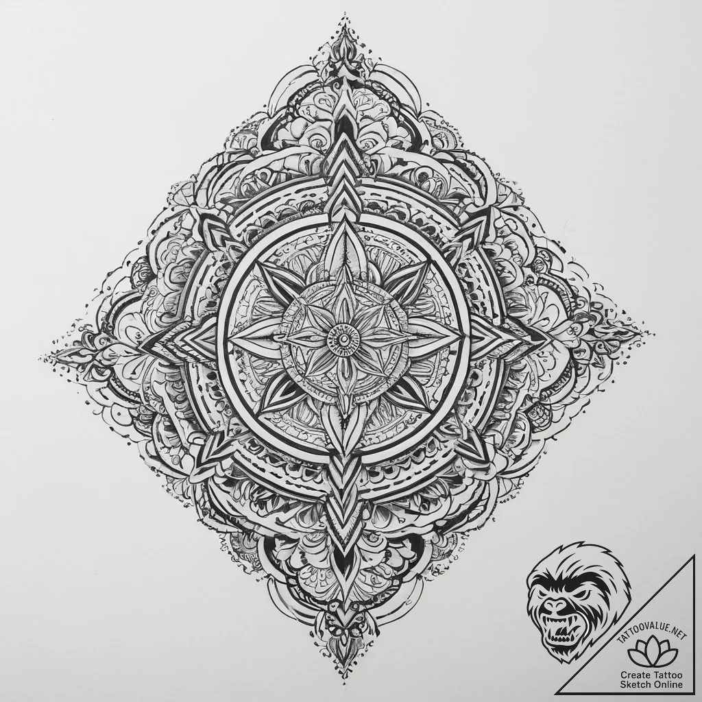 Tattoo sketch sacred calm, concept art for ta... - tattoo sketch (№1756368864_0, 28.08.2025 08:14) — tattoovalue.net