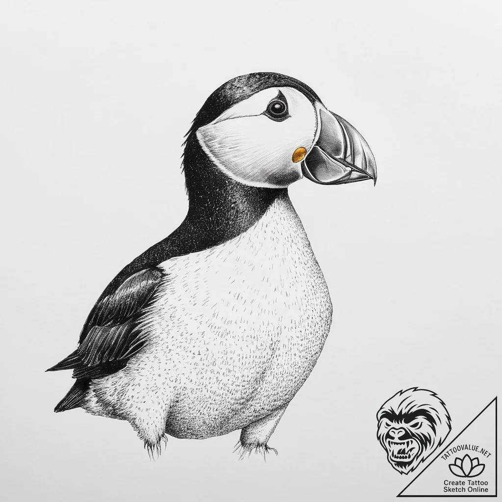 Tattoo sketch atlantic puffin, concept art fo... - tattoo sketch (№1756369060_0, 28.08.2025 08:17) — tattoovalue.net