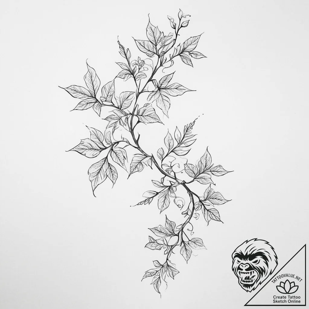 Tattoo sketch ivy vine, tattoo sketch design,... - tattoo sketch (№1756370646_0, 28.08.2025 08:44) — tattoovalue.net
