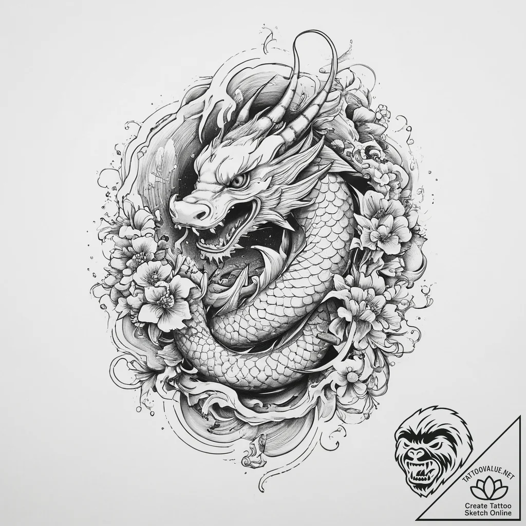 Tattoo sketch cosmic fount, tattoo flash shee... - tattoo sketch (№1756372044_0, 28.08.2025 09:07) — tattoovalue.net