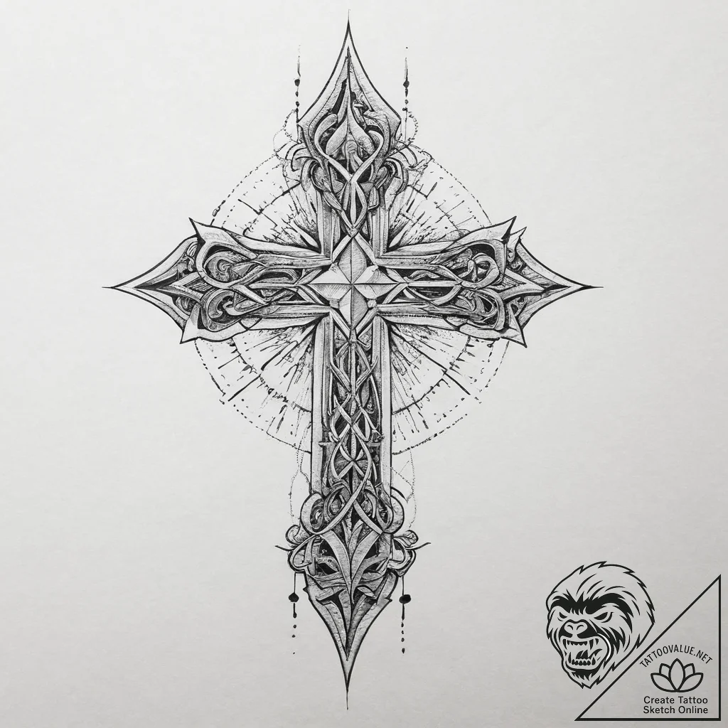 Tattoo sketch geometric symbol, artistic tatt... - tattoo sketch (№1756373035_0, 28.08.2025 09:23) — tattoovalue.net