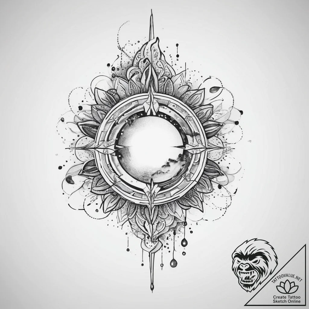 Tattoo sketch cosmic source, ink illustration... - tattoo sketch (№1756375619_0, 28.08.2025 10:06) — tattoovalue.net