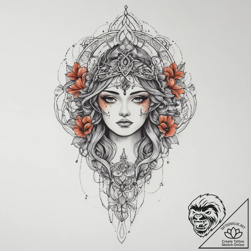 Tattoo sketch spiritual domain, tattoo line a... - tattoo sketch (№1756377016_0, 28.08.2025 10:30) — tattoovalue.net