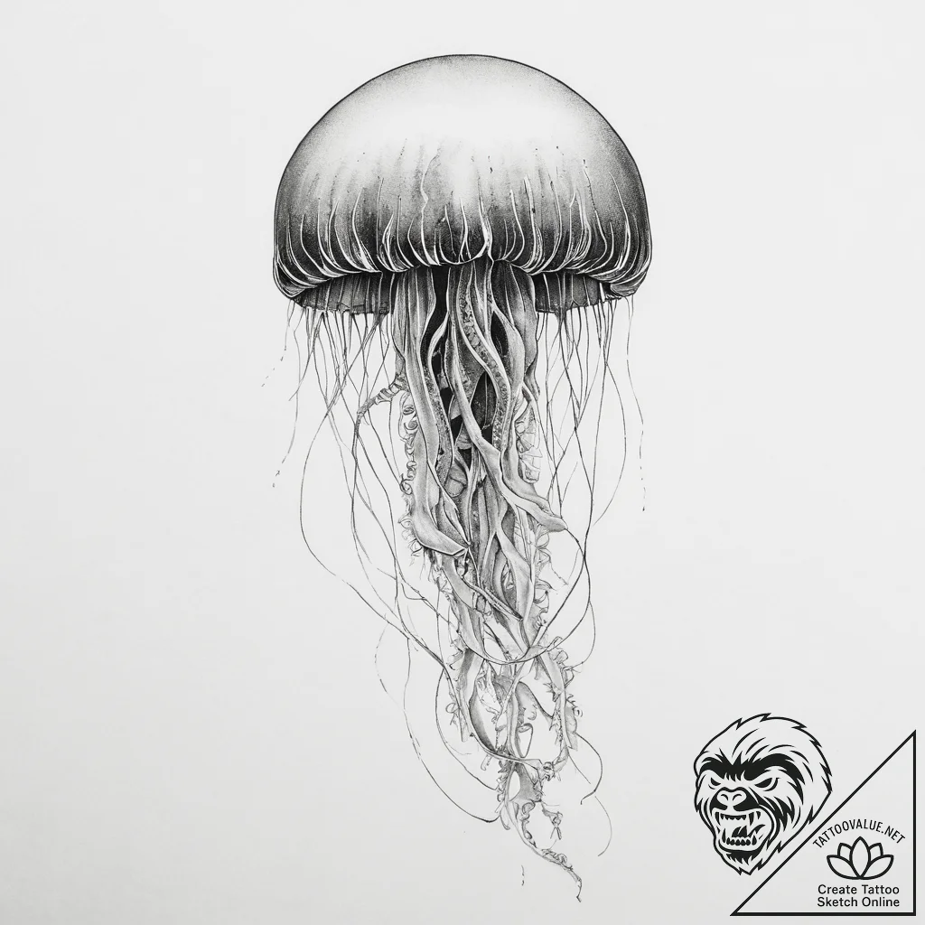 Tattoo sketch jellyfish tattoo - tattoo sketch (№1756379007_0, 28.08.2025 11:03) — tattoovalue.net