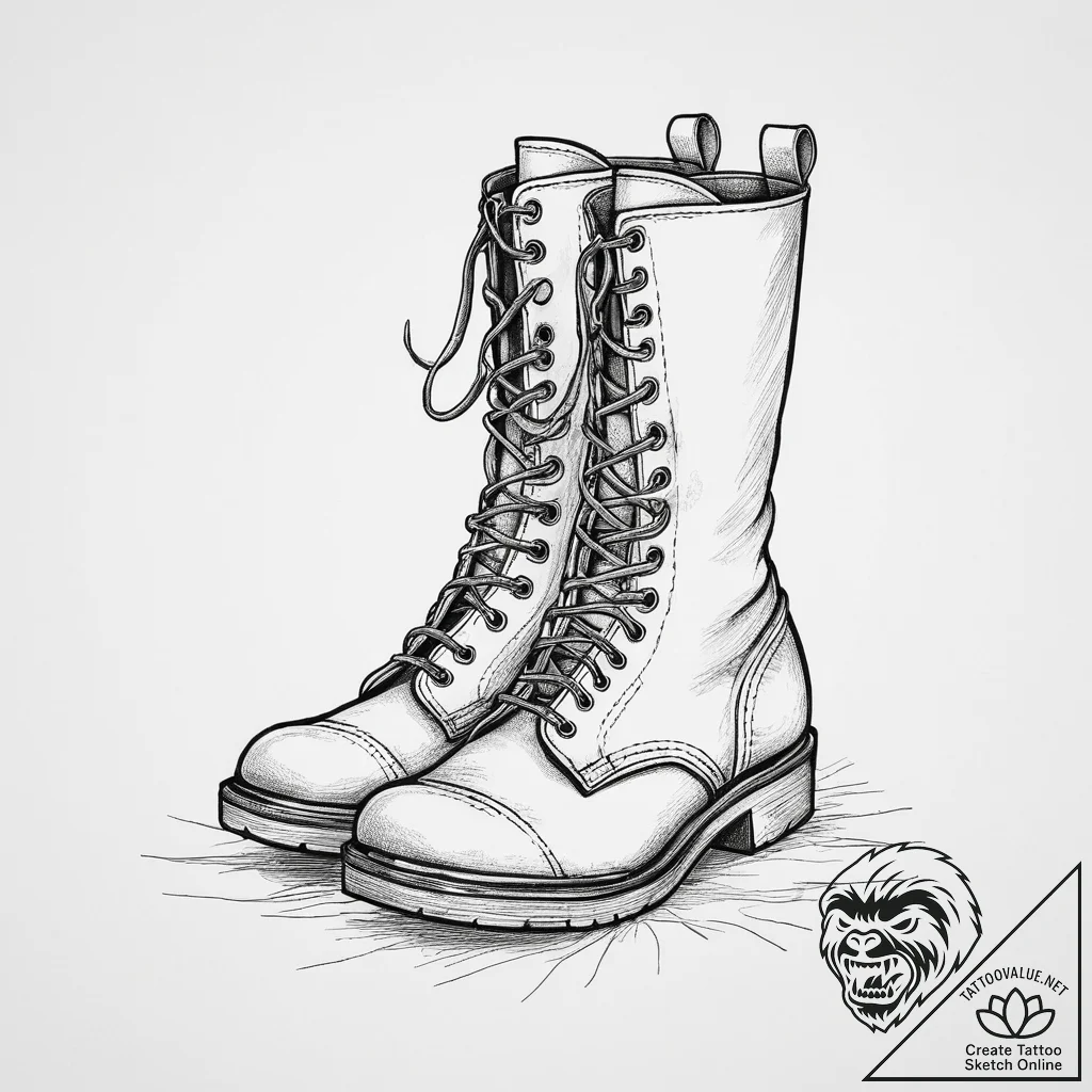 Tattoo sketch skinhead boots and braces, tatt... - tattoo sketch (№1756380398_0, 28.08.2025 11:26) — tattoovalue.net