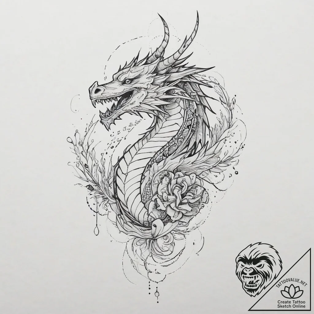 Tattoo sketch узор в виде дракона, artistic t... - tattoo sketch (№1756381397_0, 28.08.2025 11:43) — tattoovalue.net