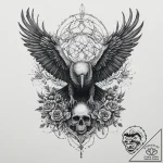 Tattoo sketch norse raven on a skull, ink ill… – tattoo sketch (№1756383389_0, 28.08.2025 12:16) — tattoovalue.net