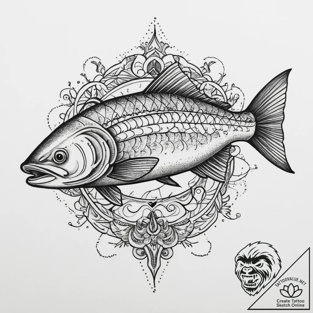 Tattoo sketch sockeye salmon, tattoo sketch d... - tattoo sketch (№1756384390_0, 28.08.2025 12:33) — tattoovalue.net