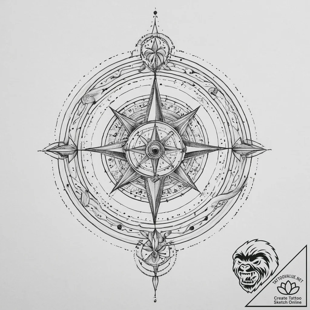 Tattoo sketch astrolabe, artistic tattoo sket... - tattoo sketch (№1756385189_0, 28.08.2025 12:46) — tattoovalue.net