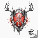Tattoo sketch algiz rune with antlers and a p… – tattoo sketch (№1756386381_0, 28.08.2025 13:06) — tattoovalue.net