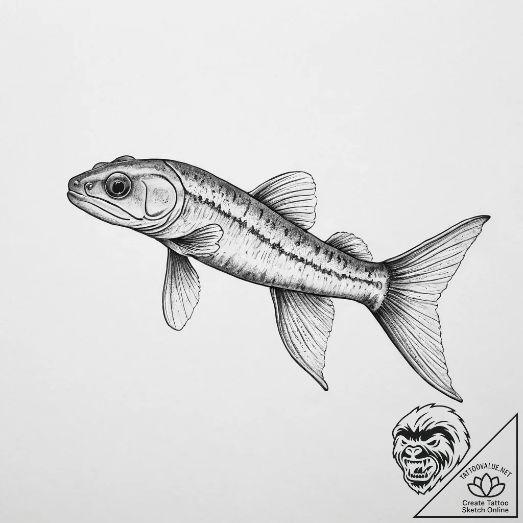 Tattoo sketch eel loach - tattoo sketch (№1756388368_0, 28.08.2025 13:39) — tattoovalue.net