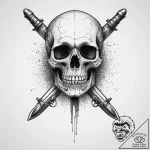 Tattoo sketch skull with a bayonet, tattoo fl… – tattoo sketch (№1756389763_0, 28.08.2025 14:02) — tattoovalue.net