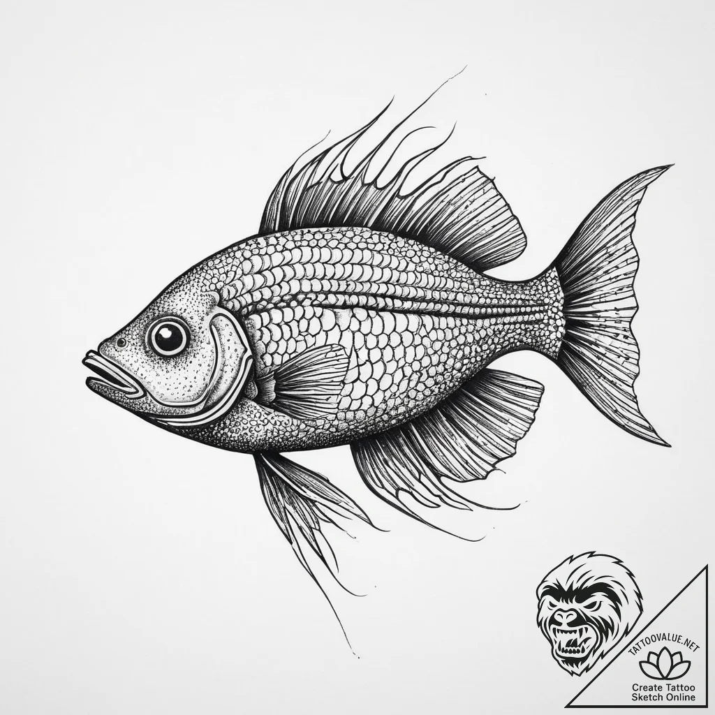 Tattoo sketch lanternfish, tattoo drawing out... - tattoo sketch (№1756390353_0, 28.08.2025 14:12) — tattoovalue.net