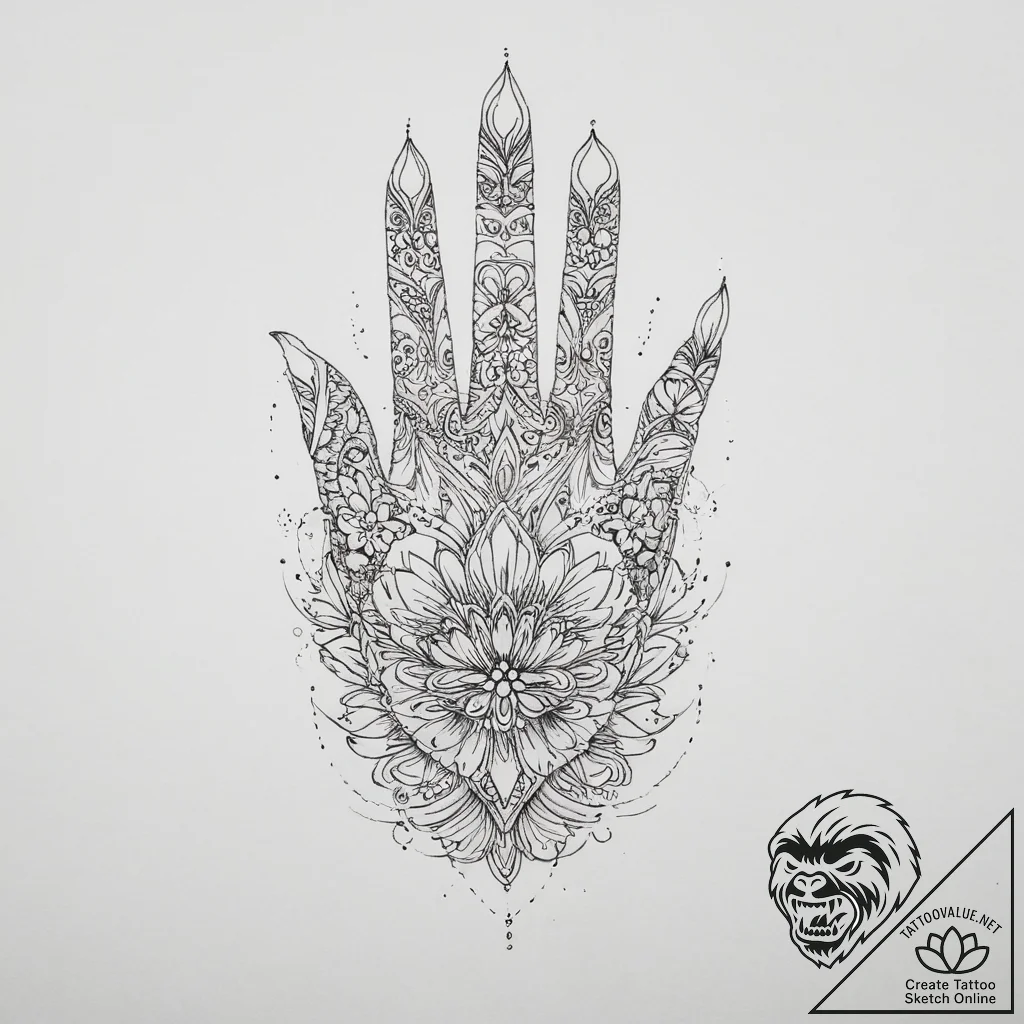Tattoo sketch hands with a pencil, tattoo lin... - tattoo sketch (№1756392141_0, 28.08.2025 14:42) — tattoovalue.net
