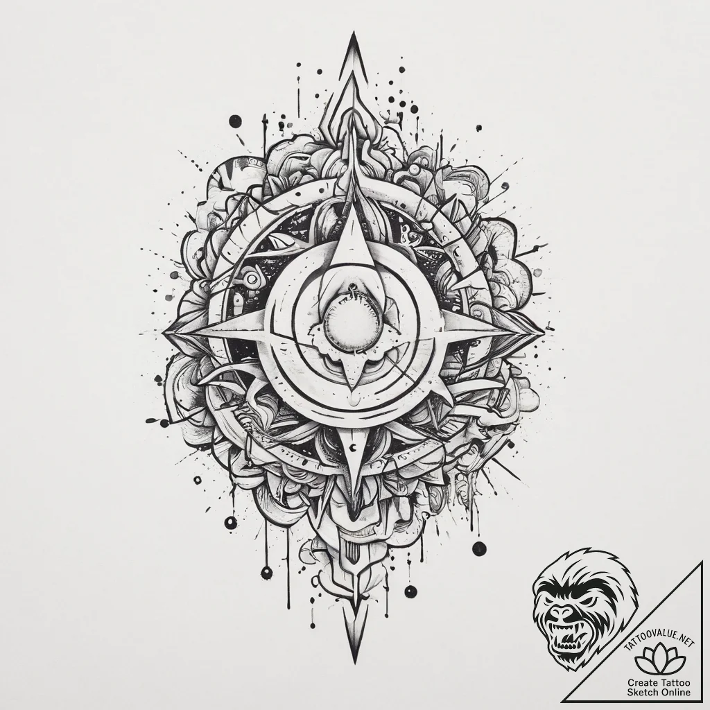Tattoo sketch cosmic origin, artistic tattoo... - tattoo sketch (№1756393172_0, 28.08.2025 14:59) — tattoovalue.net
