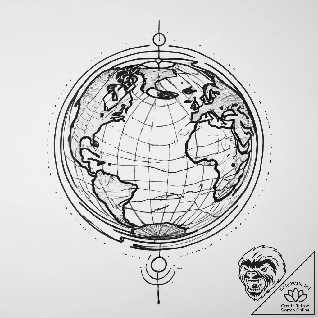 Tattoo sketch globe, artistic tattoo sketch,... - tattoo sketch (№1756394776_0, 28.08.2025 15:26) — tattoovalue.net