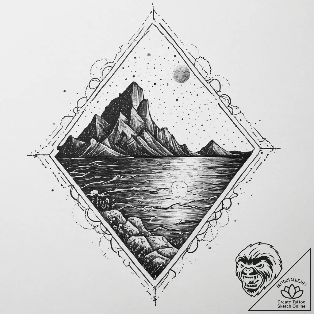 Tattoo sketch holy ocean, ink illustration fo... - tattoo sketch (№1756395977_0, 28.08.2025 15:46) — tattoovalue.net