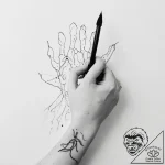 Tattoo sketch hands with a brush – tattoo sketch (№1756396176_0, 28.08.2025 15:49) — tattoovalue.net