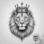 Tattoo sketch лев с короной – tattoo sketch (№1756397381_0, 28.08.2025 16:09) — tattoovalue.net