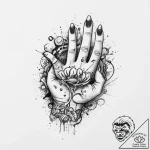 Tattoo sketch hands with a document, ink illu… – tattoo sketch (№1756397577_0, 28.08.2025 16:12) — tattoovalue.net