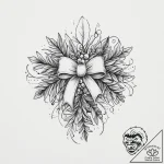 Tattoo sketch mistletoe with a bow, tattoo fl… – tattoo sketch (№1756399189_0, 28.08.2025 16:39) — tattoovalue.net