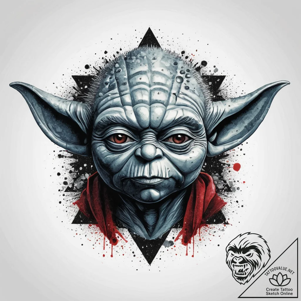 Tattoo sketch yoda portrait, ink illustration... - tattoo sketch (№1756399796_0, 28.08.2025 16:49) — tattoovalue.net