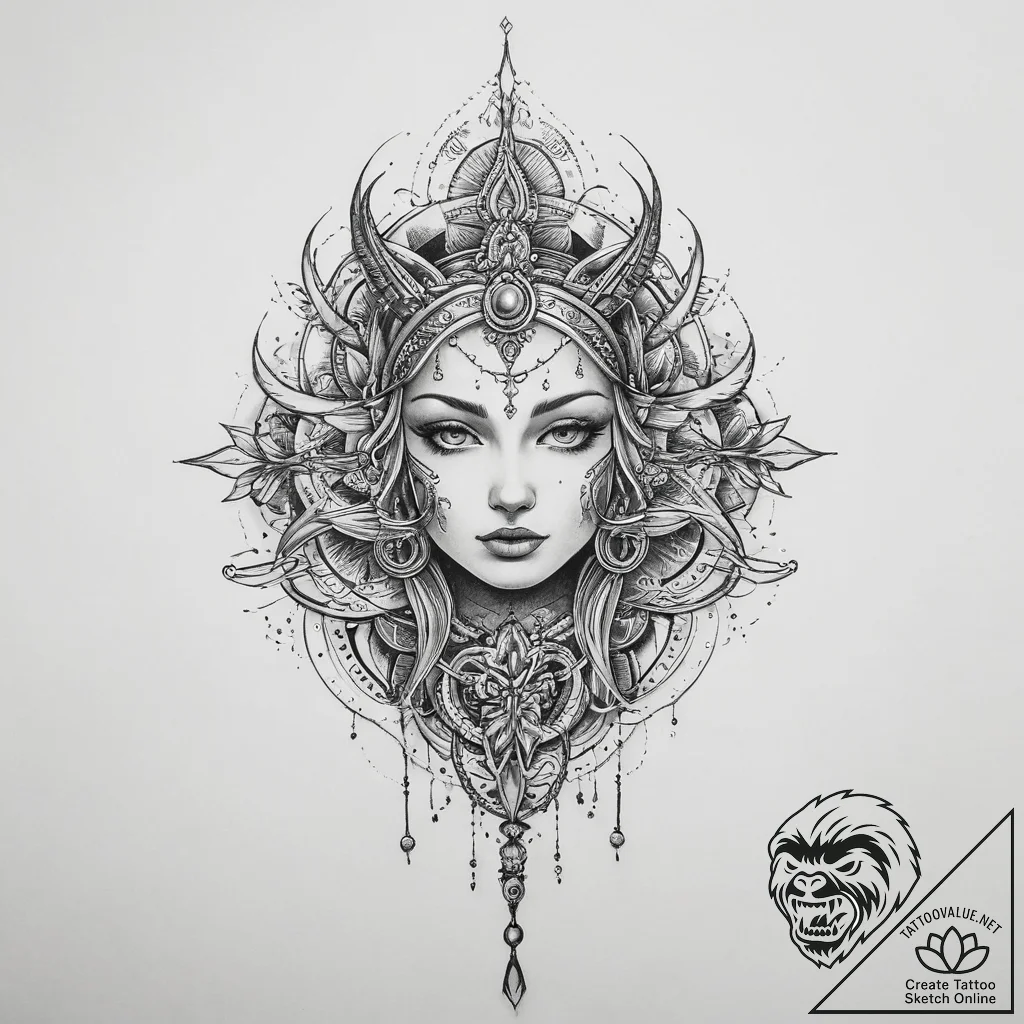 Tattoo sketch mystical past - tattoo sketch (№1756401008_0, 28.08.2025 17:10) — tattoovalue.net
