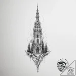 Tattoo sketch spire – tattoo sketch (№1756401406_0, 28.08.2025 17:16) — tattoovalue.net