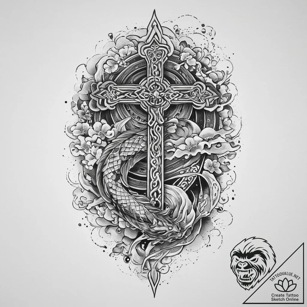 Tattoo sketch celtic cross, ink illustration... - tattoo sketch (№1756402801_0, 28.08.2025 17:40) — tattoovalue.net