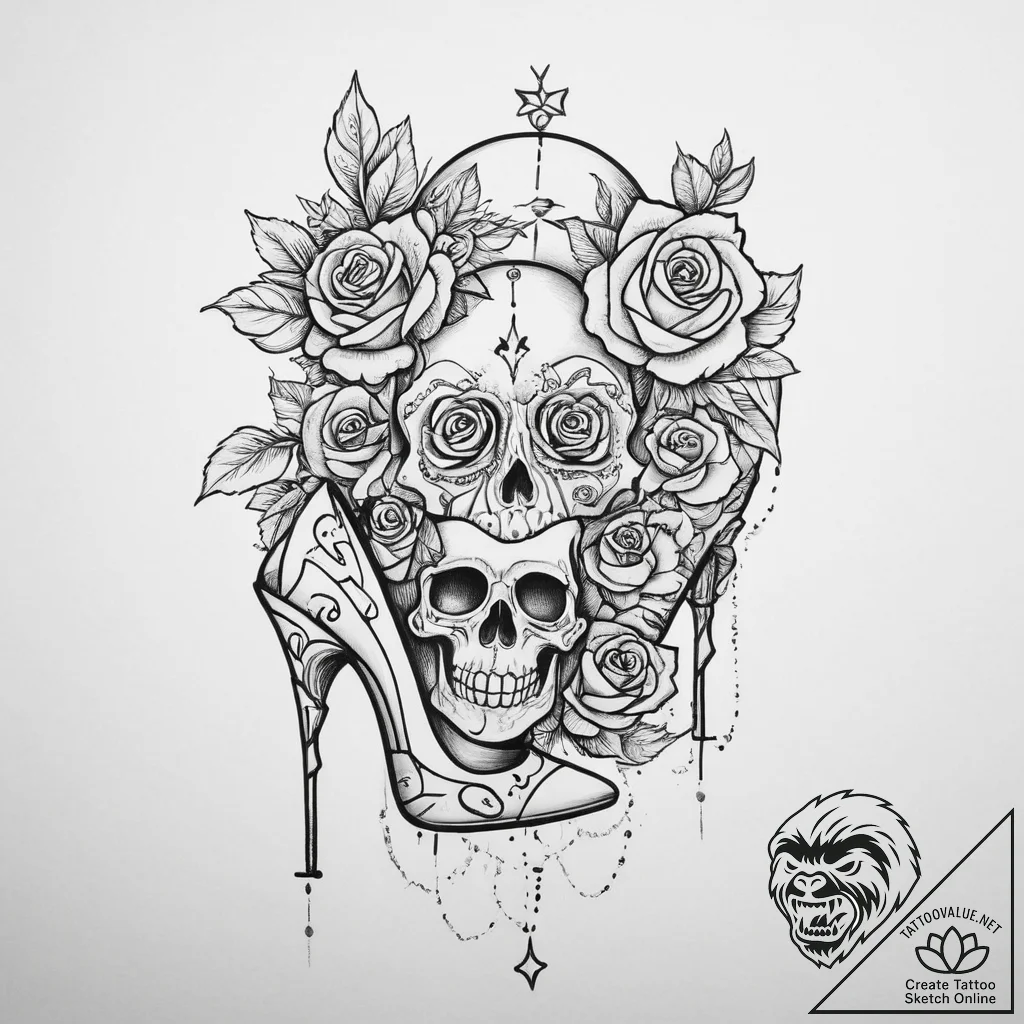 Tattoo sketch high heel tattoo, concept art f... - tattoo sketch (№1756403411_0, 28.08.2025 17:50) — tattoovalue.net