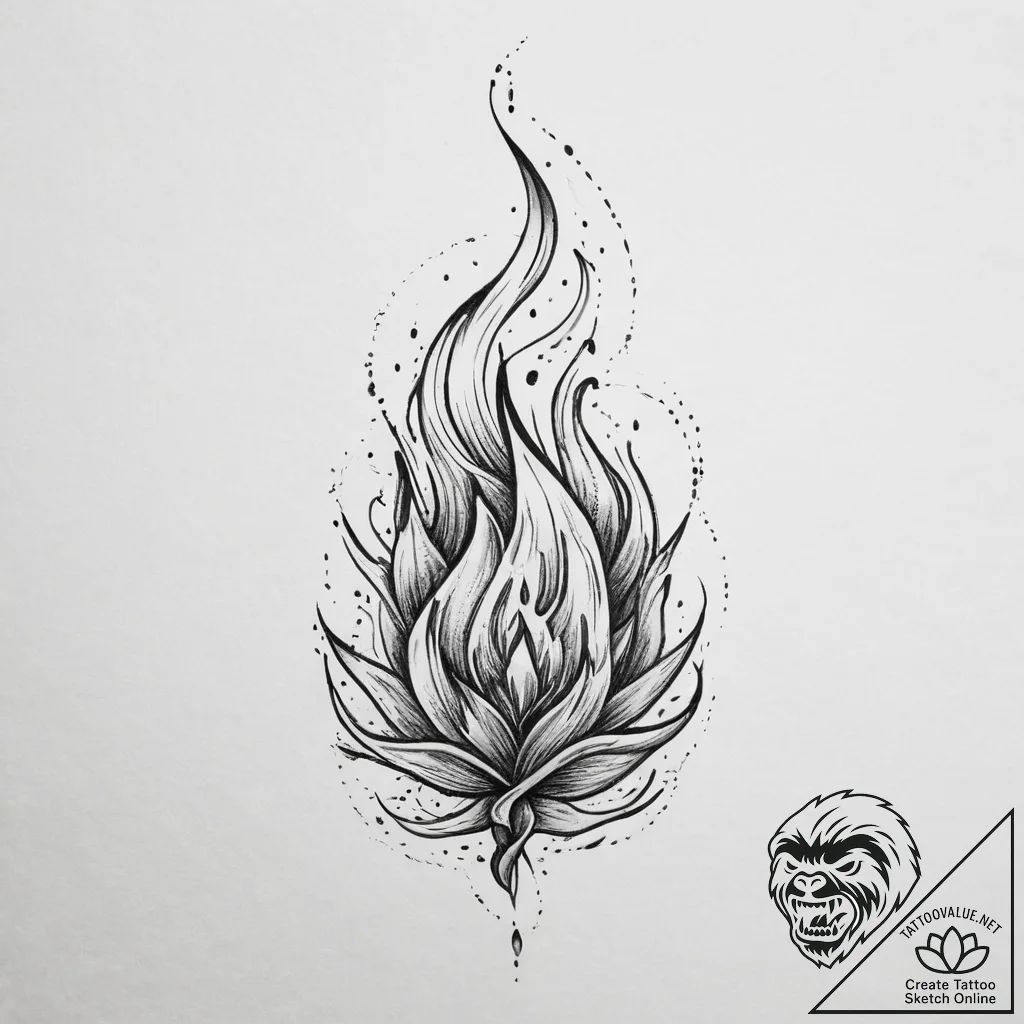 Tattoo sketch fire, concept art for tattoo, r... - tattoo sketch (№1756404006_0, 28.08.2025 18:00) — tattoovalue.net