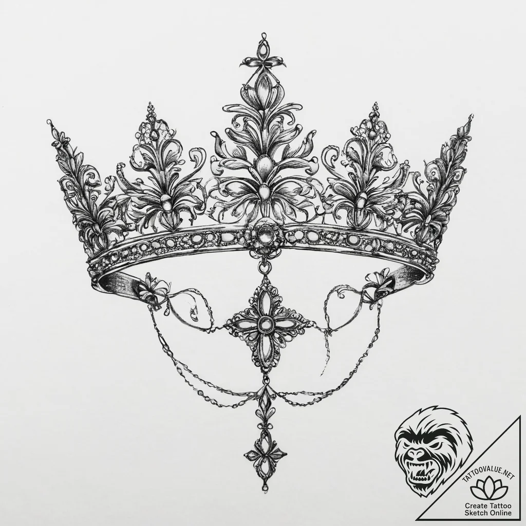 Tattoo sketch tiara tattoo, tattoo drawing ou... - tattoo sketch (№1756405021_0, 28.08.2025 18:17) — tattoovalue.net